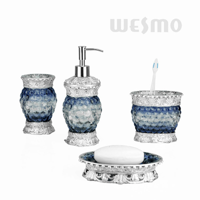Highlight Luxury Style Polyresin Bathroom Set With Blue Bubbles On Bodies (WBP0838A)