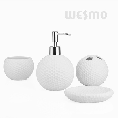 Miniature Intaglio Bathroom Set With Soap Dispenser Pump