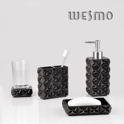 4 Pcs Black Polyresin Bathroom Set