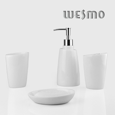 WBP0276A 4 Piece White Polyresin Bathroom Accessories Set