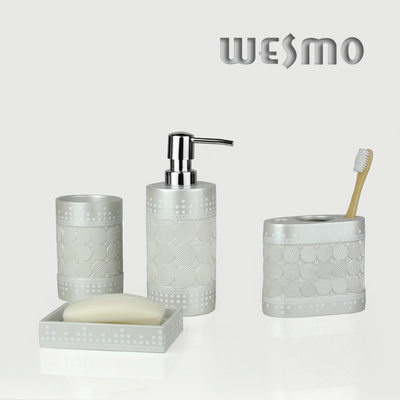 WBP0276A 4 Piece White Polyresin Bathroom Accessories Set
