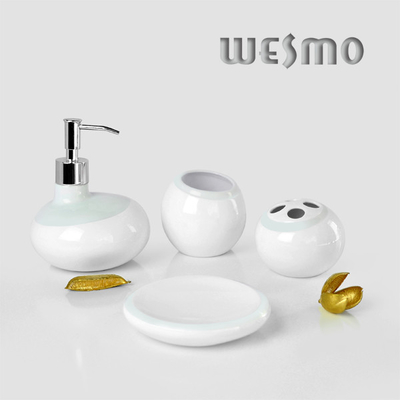 4 Piece White Oval Porcelain Bathroom Accessories Sets