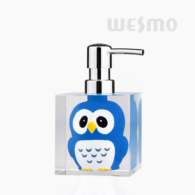 Owl Image Inside Crystal Outside Polyresin Lotion Dispenser Polyresin Bathroom Set (WBP0848B)