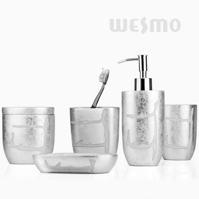 Metal Thin-film On Surface High - End Style Polyresin Bathroom Set Accessories (WBP0843A)