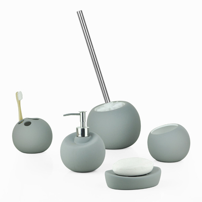 Modern Rubber Oil Porcelain Bathroom Set For Soap Dispenser Pump