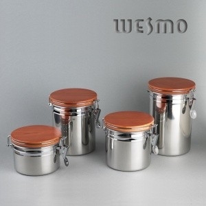 Stainless Steel Circulaire Shaped Storage Pot Set for Family Kitchen Storage Container