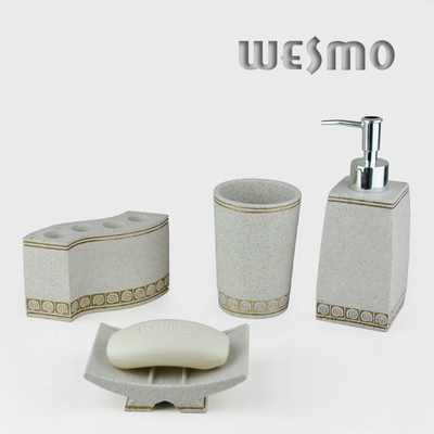 4 Pcs White Polyresin Bathroom Set