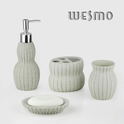 4 Pcs White Polyresin Bathroom Set