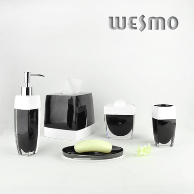 Break Resistance Black Polyresin Bathroom Set with Double Walls