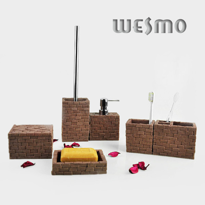WBP0233B Personalized 6 Piece Break Resistance Polyresin Bathroom Set