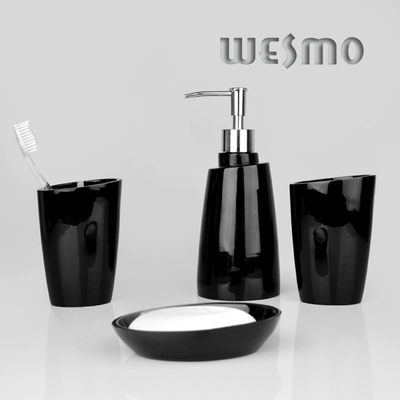 4 Piece Abrasion Resistance Black Polyresin Bathroom Set