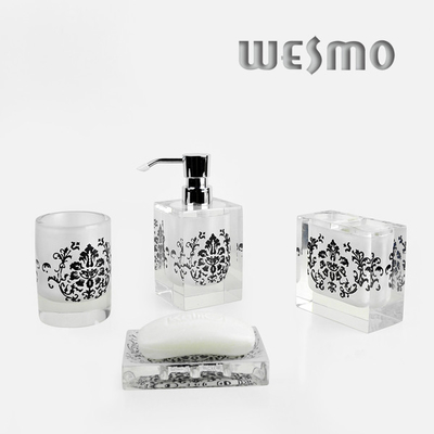 Fashionable  Polyresin Bathroom Set with Black Flowers