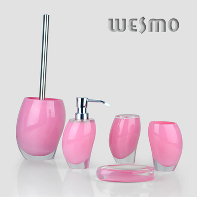 5 Piece Pink Color Polyresin Bathroom Sets