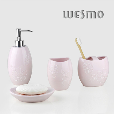Custom 4 Piece Ceramic Bathroom Accessories Sets with Soap Dish