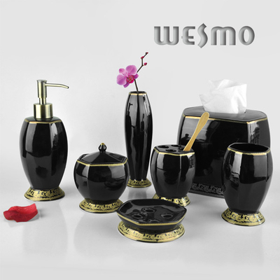 7 Piece Black Ceramic Bathroom  Set