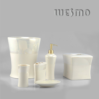 WBC0408A Modern Home Conique Nuance White Ceramic Bathroom Set, 6 Piece