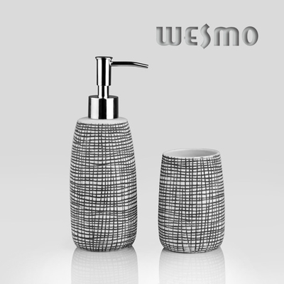 Black Color Full With Unordinary Small Checks Porcelain Bath Accessories (WBC0644B)