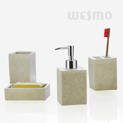 Imitations Of Stoneware Polyresin Fine And Smooth Sand Touch Bathroom Set ( WBP0801A)
