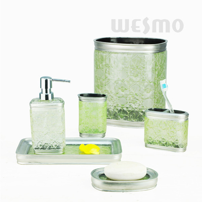 Polyresin Bathroom Set Vanity Set Decorated With Embossing Flowers (WBP0818A)