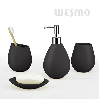 Black Scrub Polyresin Bathroom Set Surfaces Were Coated With Rubber Oil (WBP0826C)