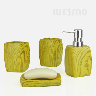 Mitation Wood Series 4 Pcs Polyresin Bathroom Set Bathroom Accessories (WBP0828A)